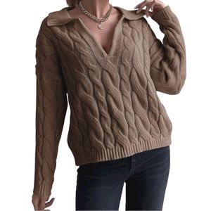 SHEIN Cable Knit Drop Shoulder Sweater - size: Medium/6